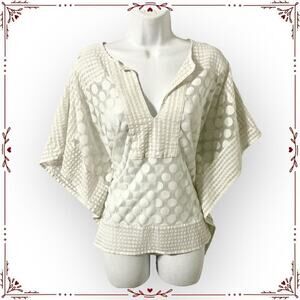 Alfani Women's M Sheer White Dot Lace Poncho Blouse